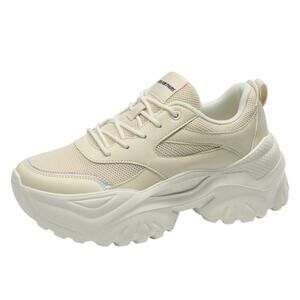Dream Pairs Breathable Mesh Platform Sneakers White Size 8.5